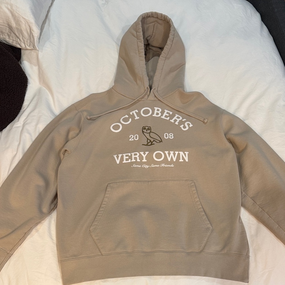 OVO Beige Hoodie with White Print
